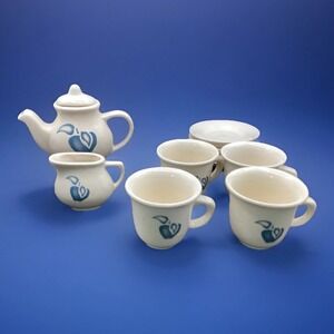 Vintage Tender Heart Treasures Miniature 13 Piece Tea Set 1993 Complete Set